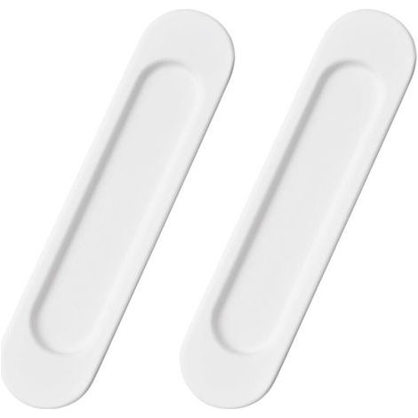 Lntyq Lot de 2 poignées de porte coulissante ovales auto-adhésives en alliage d'aluminium blanc chaud sans perforation pour porte de grange coulissante, fenêtres, armoires / 15 cm (1/4)