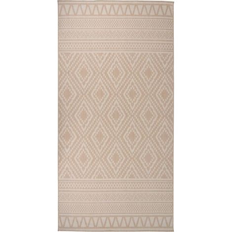 FIMEI Tapis à tissage plat d'extérieur 100x200 cm Rayures brunes (1/5)