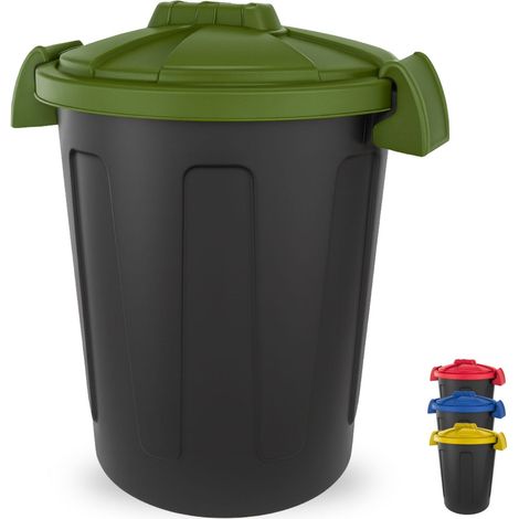 Pattumiera per raccolta differenziata da 25 Litri con coperchio con chiusura a clip e maniglie integrate - Colore Verde (1/5)