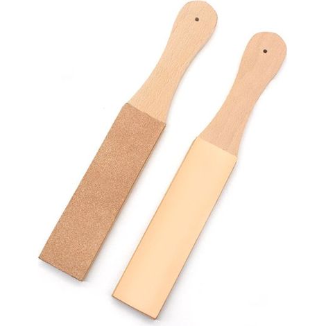 Cuir à affûter - 2 pièces - Double face Fin et grossier - Affûteur de couteaux - Couteau Couteaux Rasoir - Polissage double face avec couteaux en cuir - pour Affûter, Honer et Polir (1/5)