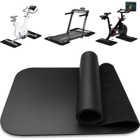Lot de 2 tapis de protection de sol pour appareils de fitness et vélos d'appartement, antidérapants, double tapis de protection du sol, équipement de fitness, pour équipement de sport, maison, gym (1/5)