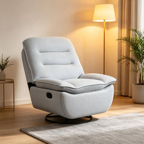 Poltrona relax con poggiapiedi, girevole 360° e a dondolo, azzurro, 95 x 49,5 x 106 cm, OKWISH (1/5)