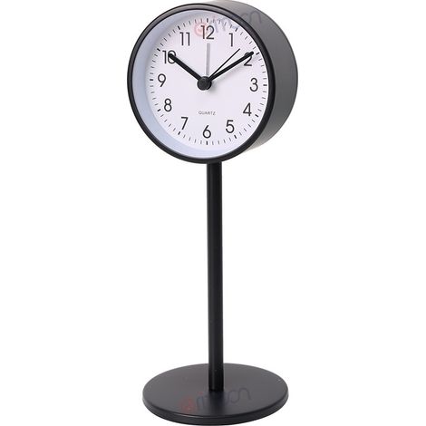 Wecker fürs Schlafzimmer, 8,1 cm kleine analoge Zeiger, schwarz.
