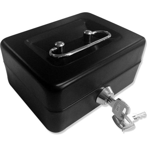 12.596cm(Noir) Caisse avec Serrure à clé, Tirelire portative en métal à Double Couche et 2 clés pour la sécurité (1/5)