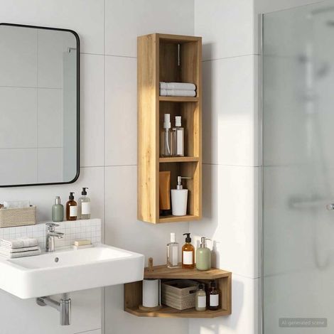 vidaXL Armadio da bagno a muro Rovere Artigianale 20 x 14 x 70 cm