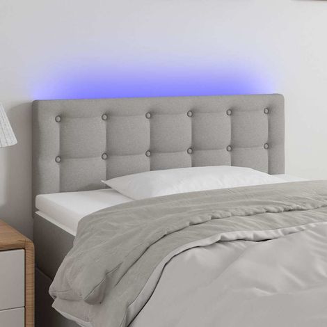 vidaXL Cabecero con LED de tela gris claro 90x5x78/88 cm (1/5)