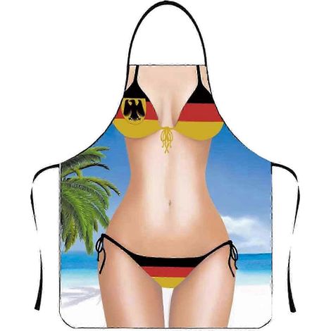 Lustige Schürze mit muskulösem Mann-Motiv, ärmellos, wasserdicht, aus Polyester, ideal für Küche und Haushalt.-4 (1/5)