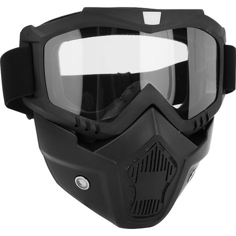 Masque de sécurité anti-buée, masque intégral, protection oculaire contre les chocs (noir et transparent) (1/5)