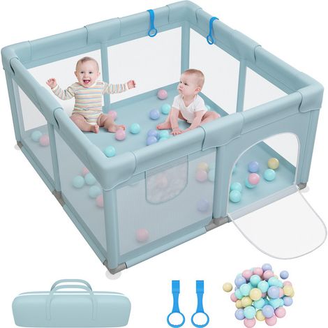 Parc Bébé pour enfants - Parc De Jeux avec 30 boule Lavable Pliable - Adapté À L'intérieur Et À L'extérieur - 127 x 127 x 68cm Vert (1/4)