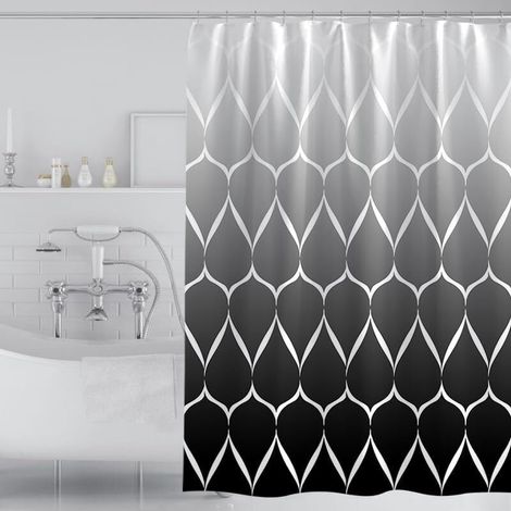 Stylishbed Duschvorhang, weiß und schwarz, grau, wasserdicht für Nassbereiche (1/4)