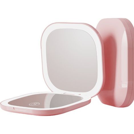 Miroir de maquillage grossissant x5 avec lumière – Miroir compact rechargeable avec lumière LED, commande tactile, USB-C (1/5)