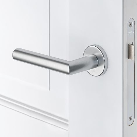 AXA Türbeschlagset für Innentüren - Klickfeder, Türgriff aus Aluminium, Türgriff mit runder Rosette (1/3)