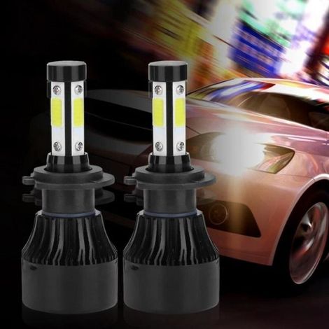 Faro anteriore 6500K 2 pezzi Veicolo X7-COB Lampadina faro a LED abbagliante H7 6500K Alluminio ABS (1/5)