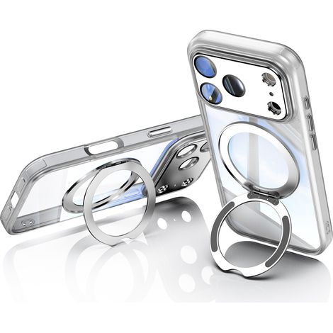 Coque - Bague Magnétique Pivotante 360° - Compatible Avec Smartphones 6,7 À 8 Pouces - Protection Renforcée Contre Les Chocs - Blanc - Unité