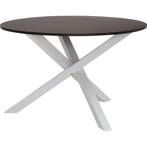 Bristol-Table de salle à manger ronde 120 cm en chêne aspect marron