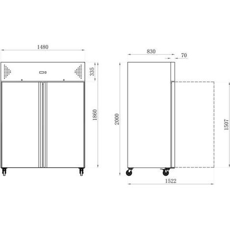 Armoire réfrigérée inox gn 2/1 - 1400 l - négative - 2 portes - AFI COLLIN-LUCY (1/2)