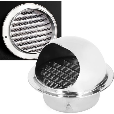 Grille d'aération ronde en acier inoxydable, épaisse, coupe-vent et résistante à la pluie, avec maille fine, 110 mm / 4,3 pouces (1/5)