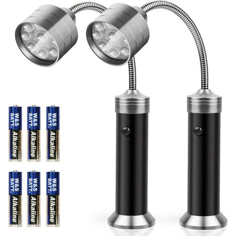 Lampe de gril 2 pièces, éclairage de gril de lampe de gril magnétique des deux côtés, ensemble d'éclairage de barbecue à 9 LED, accessoires de gril de barbecue, à piles, angle de rotation de 360 degré