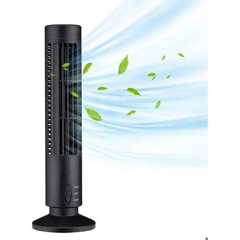 Ventilateur Colonne Silencieux - 2 vitesses - Ventilateur Tour sans Pales - Ventilateur Portable USB sur Pied - Noir (1/5)