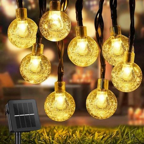 Houhence – Guirlande lumineuse solaire 12M 100LEDs – 8 modes d'éclairage – IP65 étanche pour extérieur – Décoration jardin, mariage, fête – Blanc chaud (1/5)