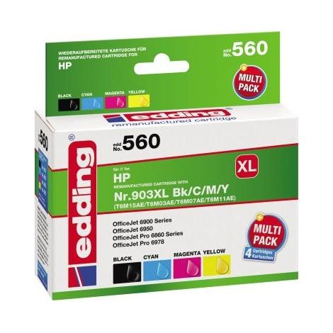EDDING Tintenpatrone edding kein Originalzubehör Kompatibel mit: HP 903XL EDD-560 ca. 950 Seitenschwarz ca. 3 x 850 Seiten farbig schwarz mehrfarbig 4 St./Pack. (1/2)