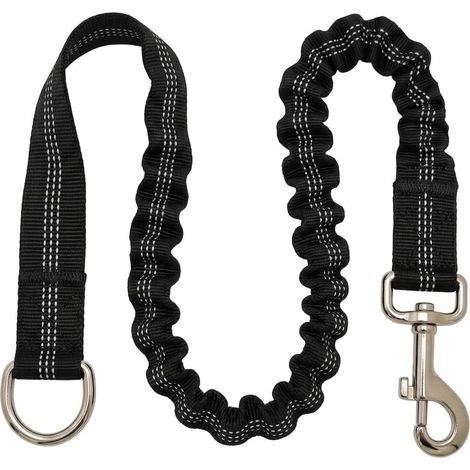 Ceinture Chien Voiture 75cm Réglable, Laisse de Sécurité Élastique en Nylon avec Amortisseur de Chocs, Attache Harnais Universelle Mousqueton Rotatif 360 Degrés pour Voyage et Transport, Noir (1/5)