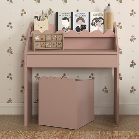 Escritorio de 1 cajón con silla Bellamy Book Nook Rosa (1/4)