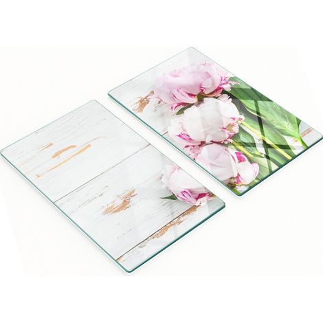 Tableros de vidrio decorativos multifuncionales con estampado de peon铆as, 2x30x52 cm.
