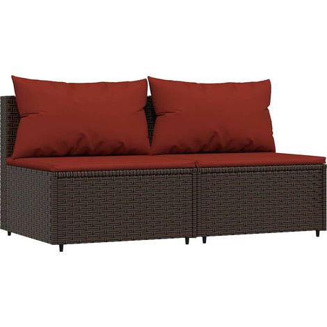 Maison Exclusive - Divani Centrali da Giardino con Cuscini 2pz Polyrattan Marrone