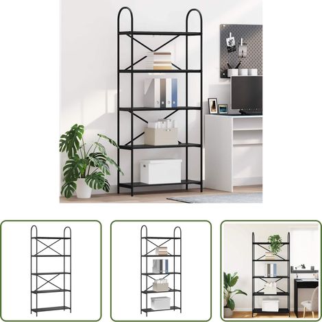 vidaXL Bücherregal Schwarz - Bücherregal Schwarz Eichen-Optik 80 x 30 x 183 cm Holzwerkstoff (1/5)