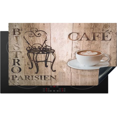 Induction Hob Protector Bistro Parisien - Cafe - Coffee - Vintage 91.2x52 cm