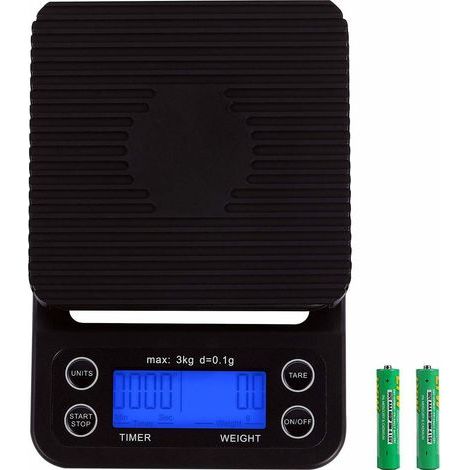 Digitale Küchenwaage / Kaffeewaage, 3 kg/0,1 g Genauigkeit, Schwarz (1/5)