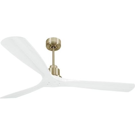 Tenerife de KlassFan - Super destratificateur et ventilateur DC 166 cm Laiton pales bois blanc sans Lumière  30 à 60 m²