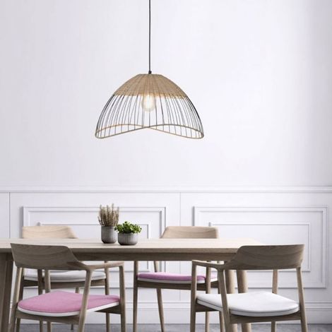 Lustre Fauvette En Rotin Et Métal (1/3)
