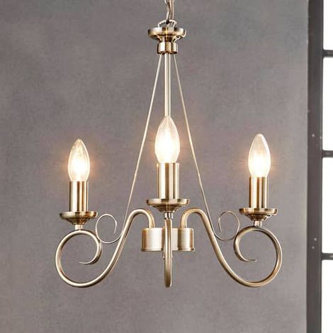 [GEBRAUCHT] B-Ware Lindby Kronleuchter Marnia, Lampe Leuchte Deckenlampe Altmessing, 3 Flammig E14