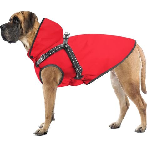 Dog Rain Coat Dog Jacket Red L (1/5)