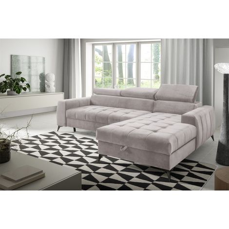 Ecksofa Schlafsofa Sofa AGNESA XS Stoff Salvador Hellbeige Ottomane Rechts (1/5)
