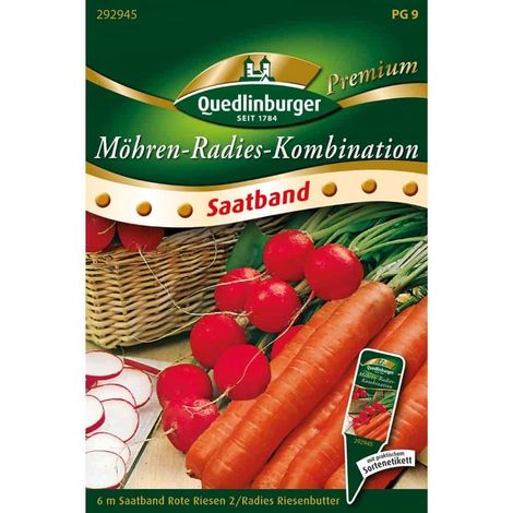 Quedlinburger Möhren-Radies-Kombination Saatbänder 2 + 4 Meter - Gemüsesamen (1/2)