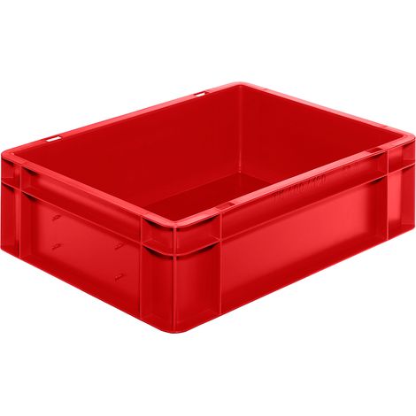 Conteneur de transport gerbables L400xl300xH120 mm rouge PP parois latérales fermées