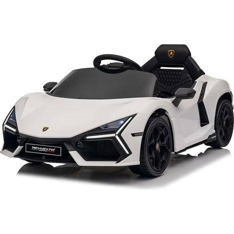 Auto Elettrica per Bambini 10,8V Lamborghini Revuelto Bianco Telecomando