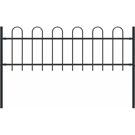 Clôture de jardin BOXTEL avec fixation par support, acier, 181 x 60 cm, noire