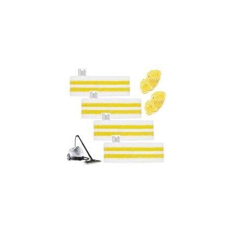 Lot de Chiffons de Rechange En Microfibre Pour Nettoyeur Vapeur Karcher SC2 SC3 SC4 SC5, Kit 6 Pièces Avec 4 Buses De Sol Et 2 Buses Manuelles, Accessoires Lavables Et Durables