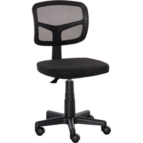 Chaise de Bureau Ergonomique Fauteuil de Travail Réglable en Hauteur Pivotant Gain de Place Simili Cuisin Noir (1/5)