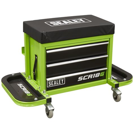 Sealey Mechanic's Utility Seat & Toolbox - Hi-Vis Green SCR18G (1/5)