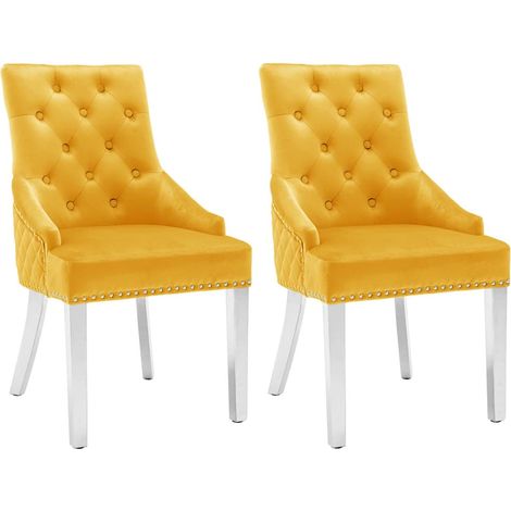 Sillas de comedor 2 unidades de terciopelo amarillo vidaXL (1/5)