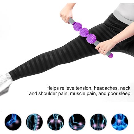 Rouleau de massage en mousse pour dos et jambes - Bâton de récupération musculaire avec picots anti-cellulite (Violet)