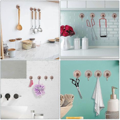 Cintre de couronne réutilisable transparent avec verrouillage à clé, crochets de douche (4 pièces) (1/5)