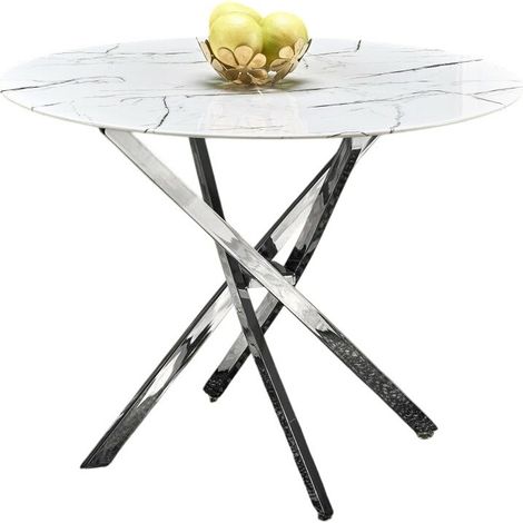 Mesa Houston 1538, Plata + Mármol blanco, 75x0x0cm, Vidrio templado, Metal (1/4)