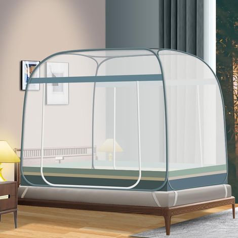 Moustiquaire de lit portable en gaze de polyester – Design pop-up avec double porte – Dimensions 200 x 215 x 160 cm – Protection efficace contre les insectes