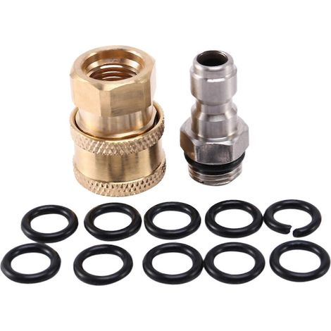 Kit adaptateur pour nettoyeur haute pression, raccord rapide 1/4 pouce avec 10 joints toriques. 5000 psi (1/4)